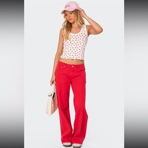 NWT Edikted Red low rose slouchy jeans